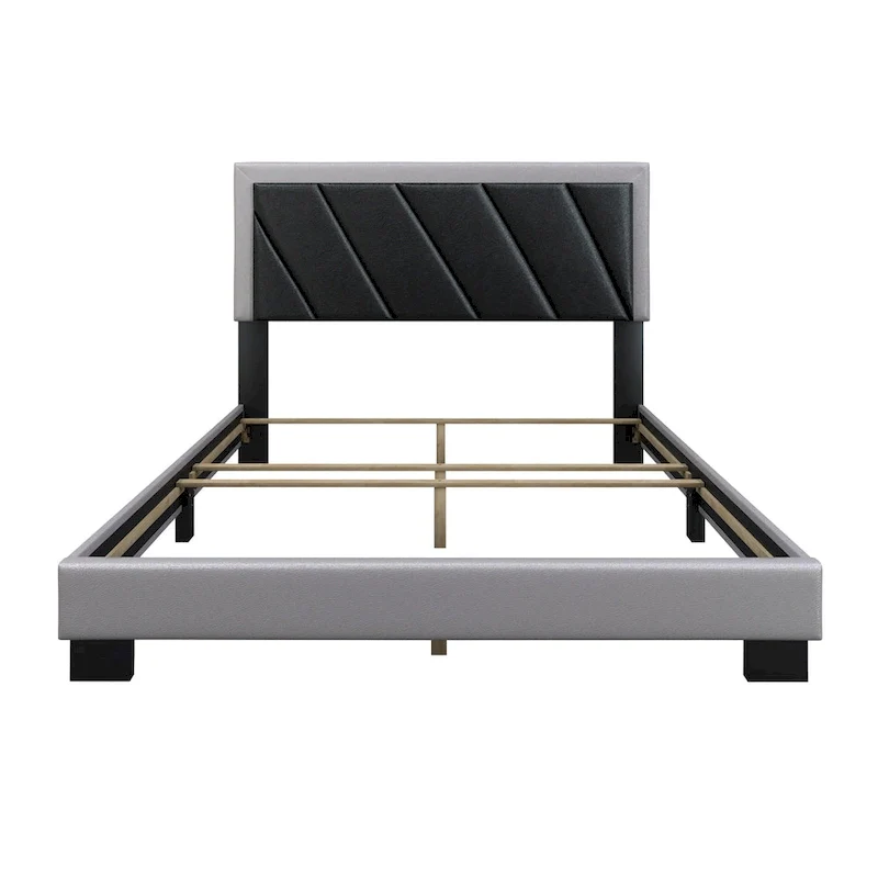 Boyd Sleep Savona Diagonal Upholstered Black and Gray Bed Frame