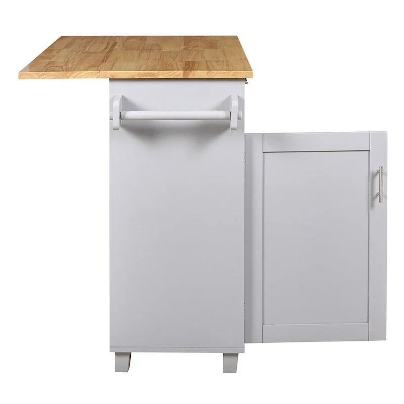 Rolling Kitchen Cart with Adjustable Shelf Tower Rack and Rubber Top - N/A