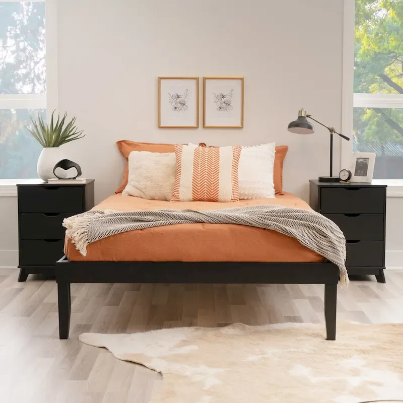 Purcell Bedroom 3-Piece Set with 3-Drawer Nightstands (Set of 2)