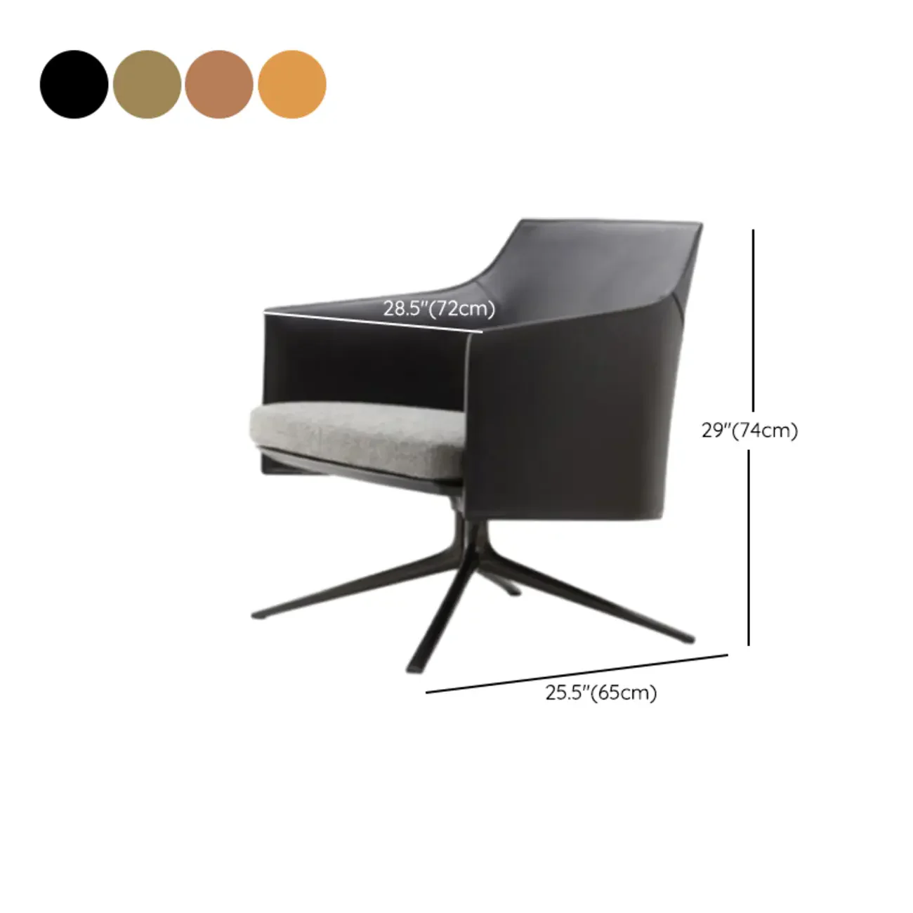 Modern Leather Flared Arm Armchair - Light Brown