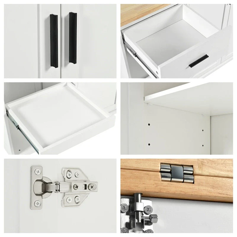 Rolling Kitchen Island w/ Foldable Counter Top,Towel Rack and Drawer