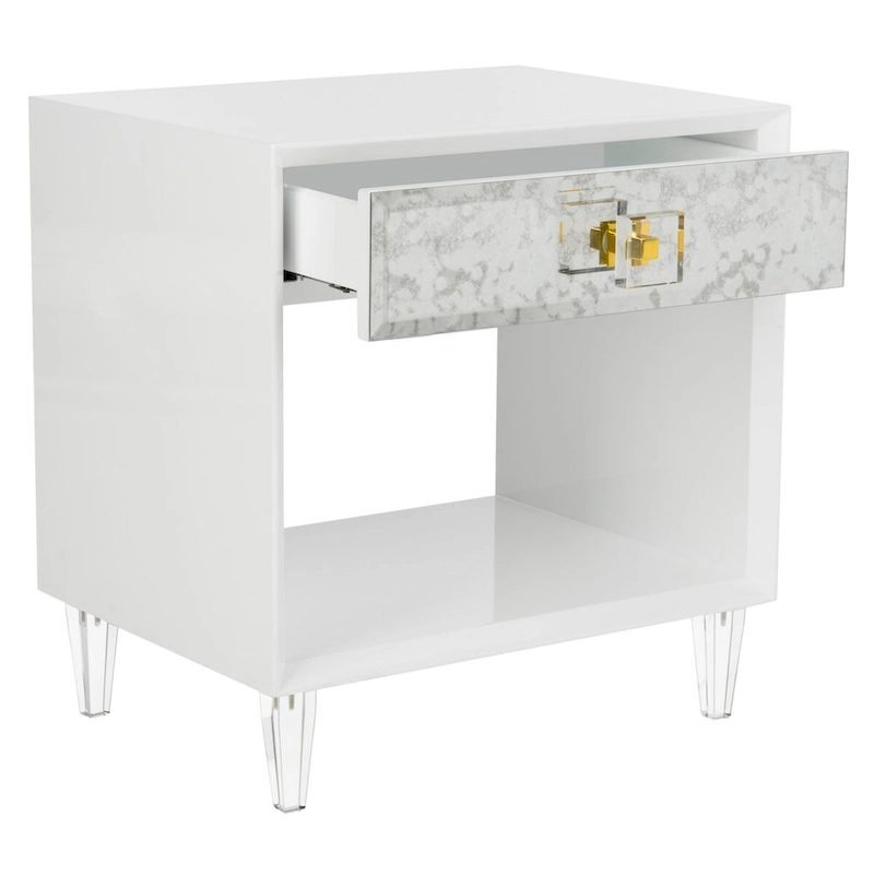 SAFAVIEH Couture Myrthe Eglomise Side Table- White - 24 W x 18 L x 25 H - 24Wx18Dx25H