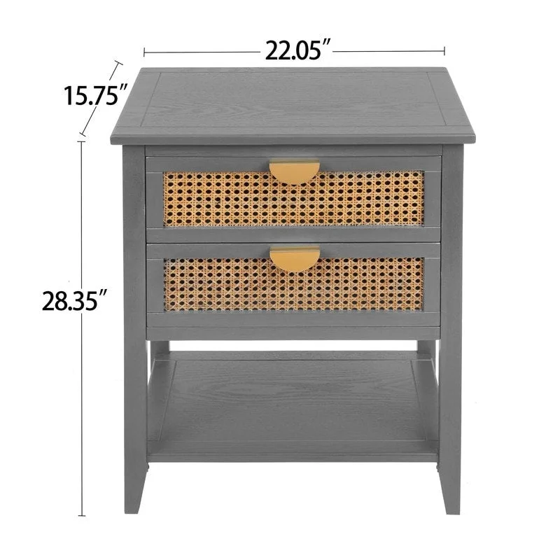Nightstands with 2 drawers, rattan nightstands, drawers and shelves