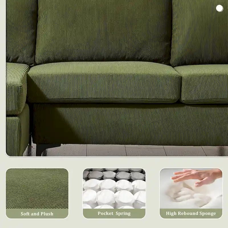 Reversible Chaise Sofa, Suede Fabric, Metal Legs, Spring Coils, Light Brown/Brown/Grey/Blue/Beige