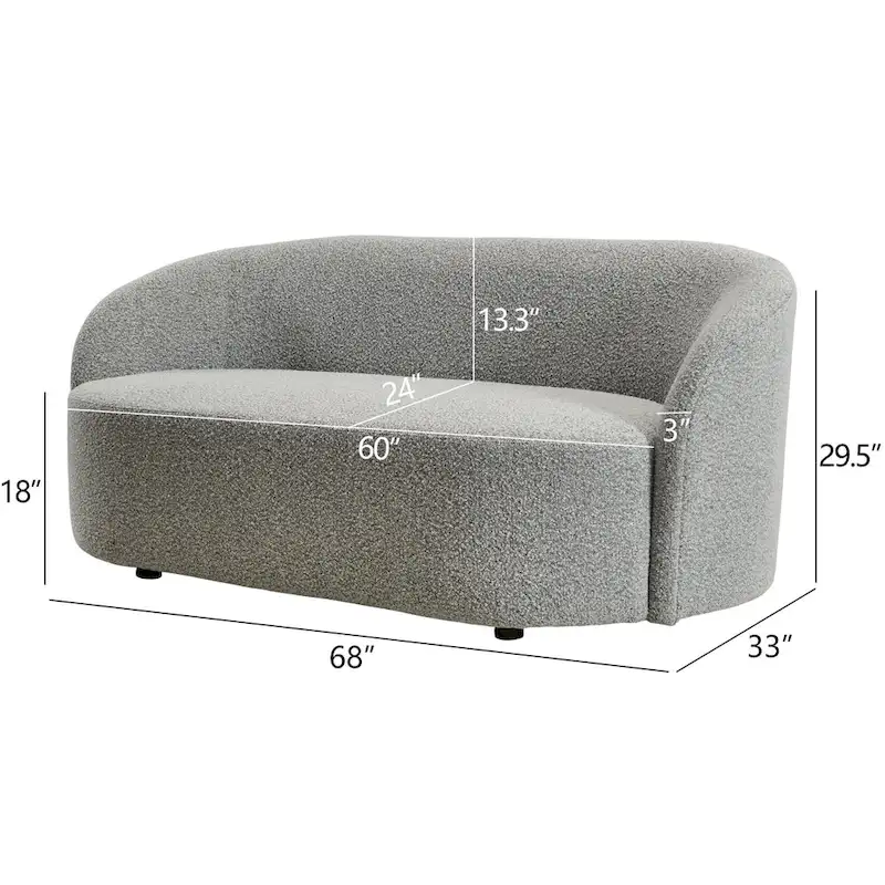 KINWELL Sherpa Upholstered Loveseat Boucle Sofa Couch, 68W