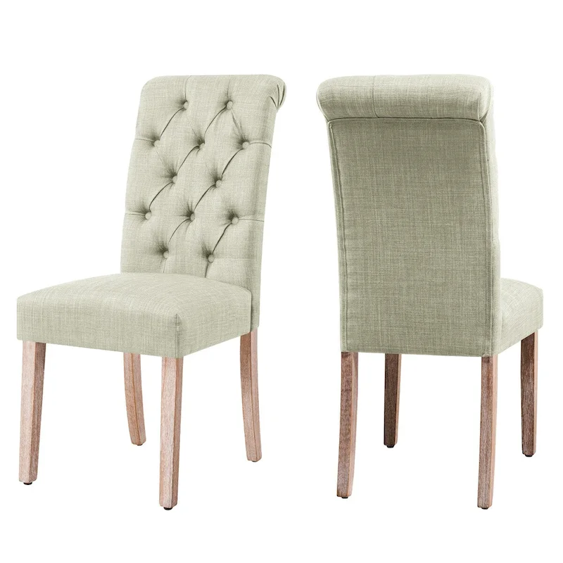 Linen Parsons Modern Button Dining Chair (Set of 2)