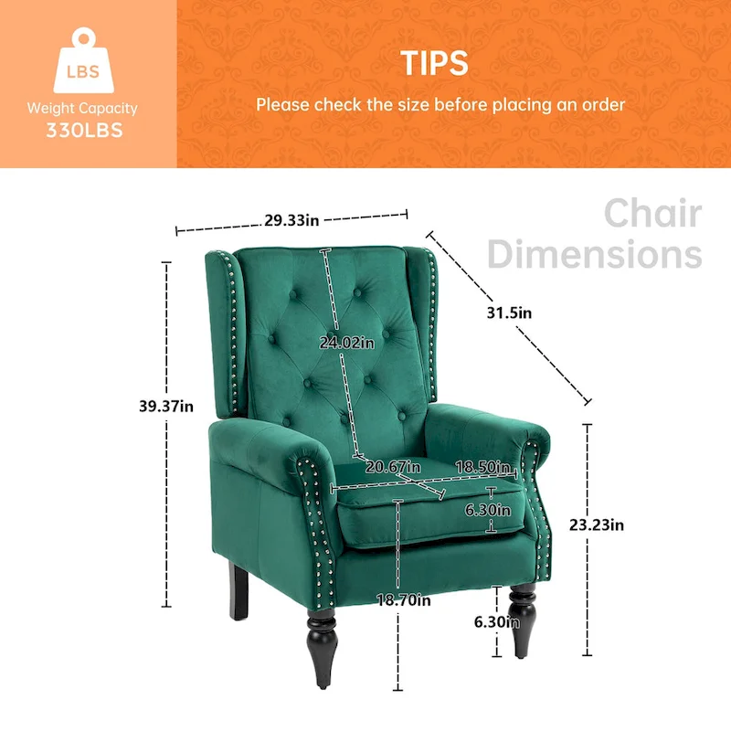 Mid-Century Velvet/Leather Upholstered Tufted Wood Frame Armchair