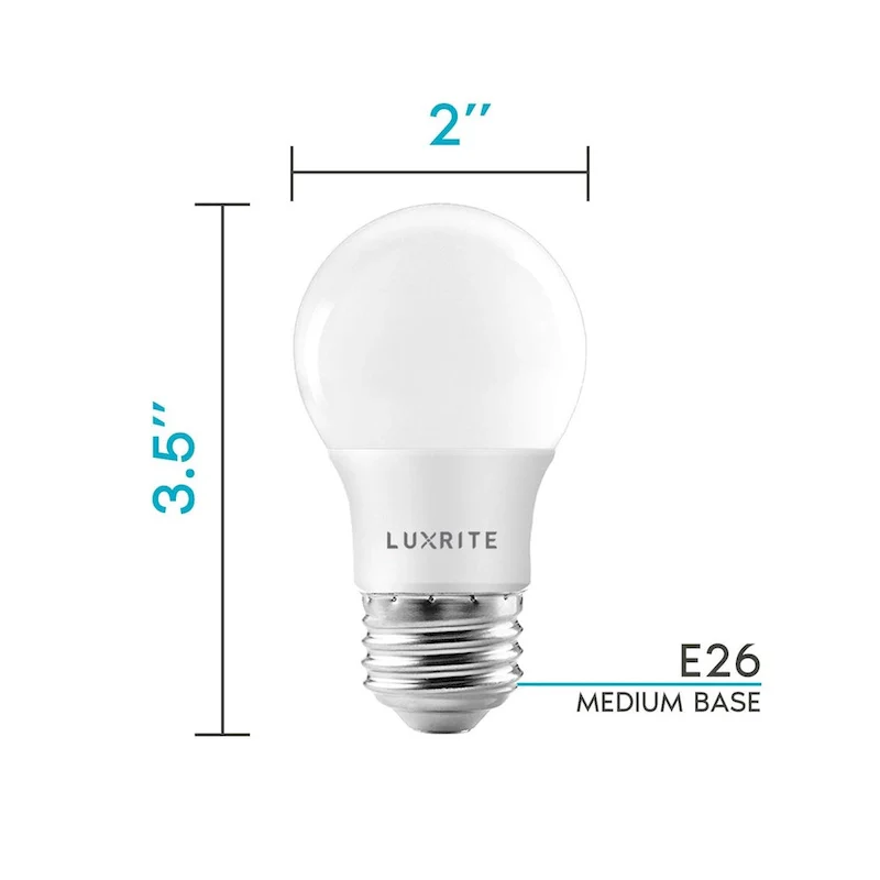 Luxrite A15 LED Light Bulb, 40W Equivalent, Dimmable, 600 Lumens, Enclosed Fixture Rated, Energy Star, E26(24 Pack)
