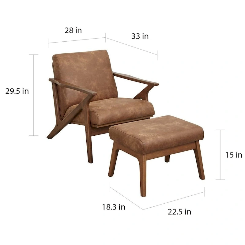 Simple Living Bianca Camel Brown Chair & Ottoman Set