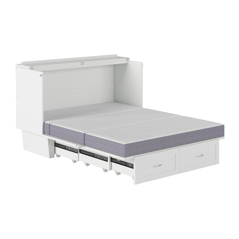 Monroe Queen Murphy Bed Chest with Mattress and Built-In Charger