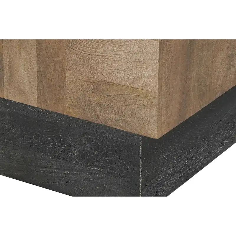 Modern Handcrafted Solid Mango Wood Side Table with Neutral Finish, Clean Lines for Living Room