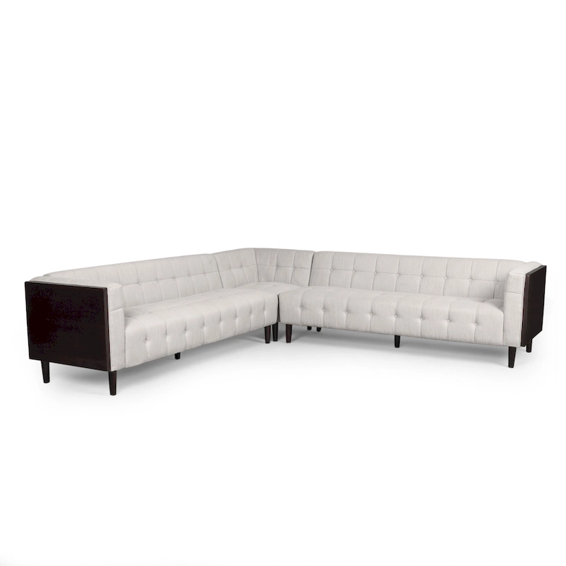 Clermont Mid-century Tufted Sectional Sofa by Christopher Knight Home - 114.00  L x 114.00  W x 30.75  H
