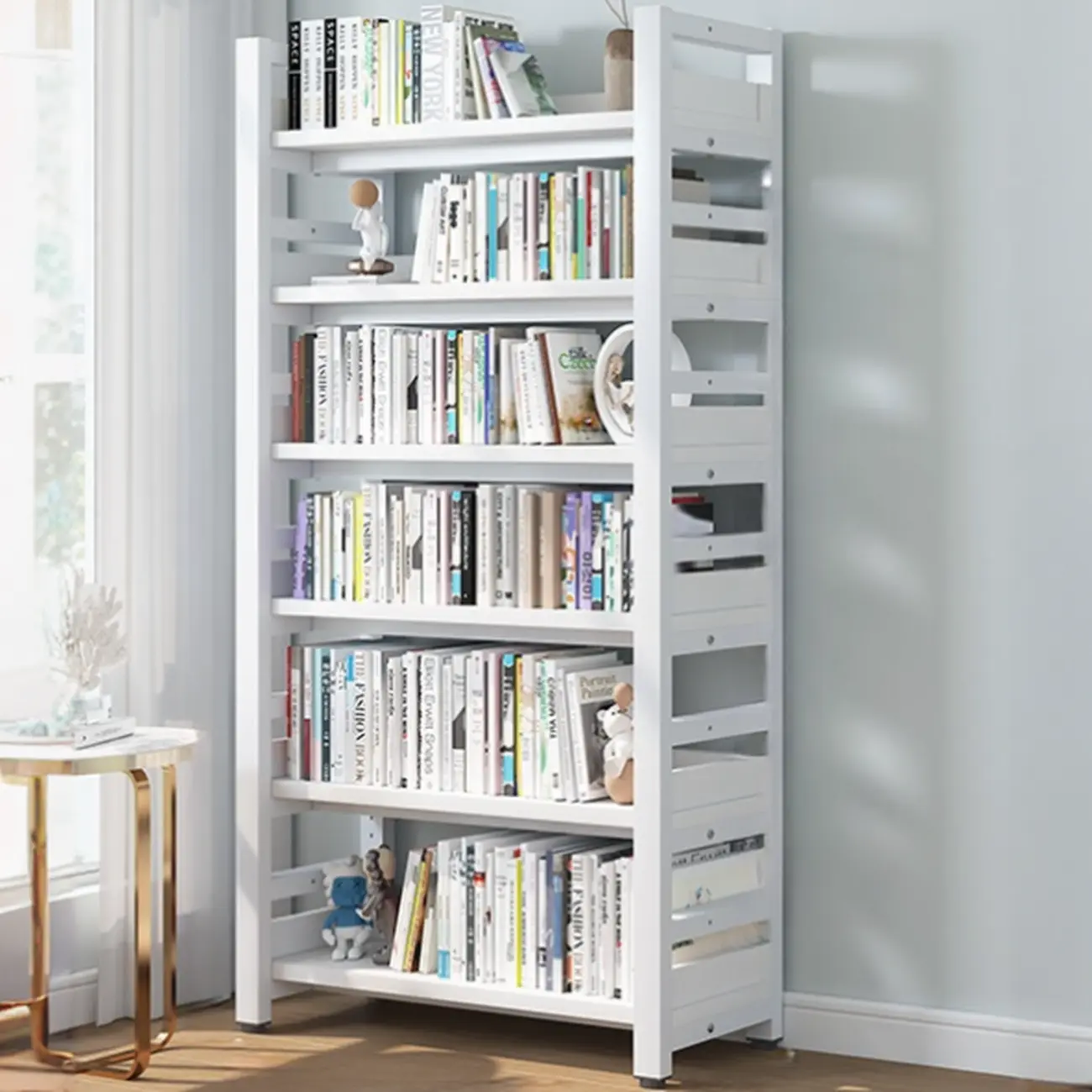 Modish Multi-Layer Open Back Wooden Tall Bookshelves