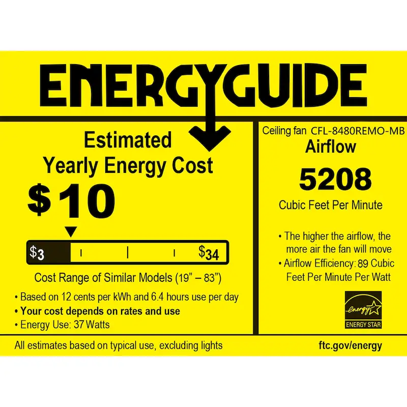 Annacaey Matte Black 52 inch 5 Blade Ceiling Fan