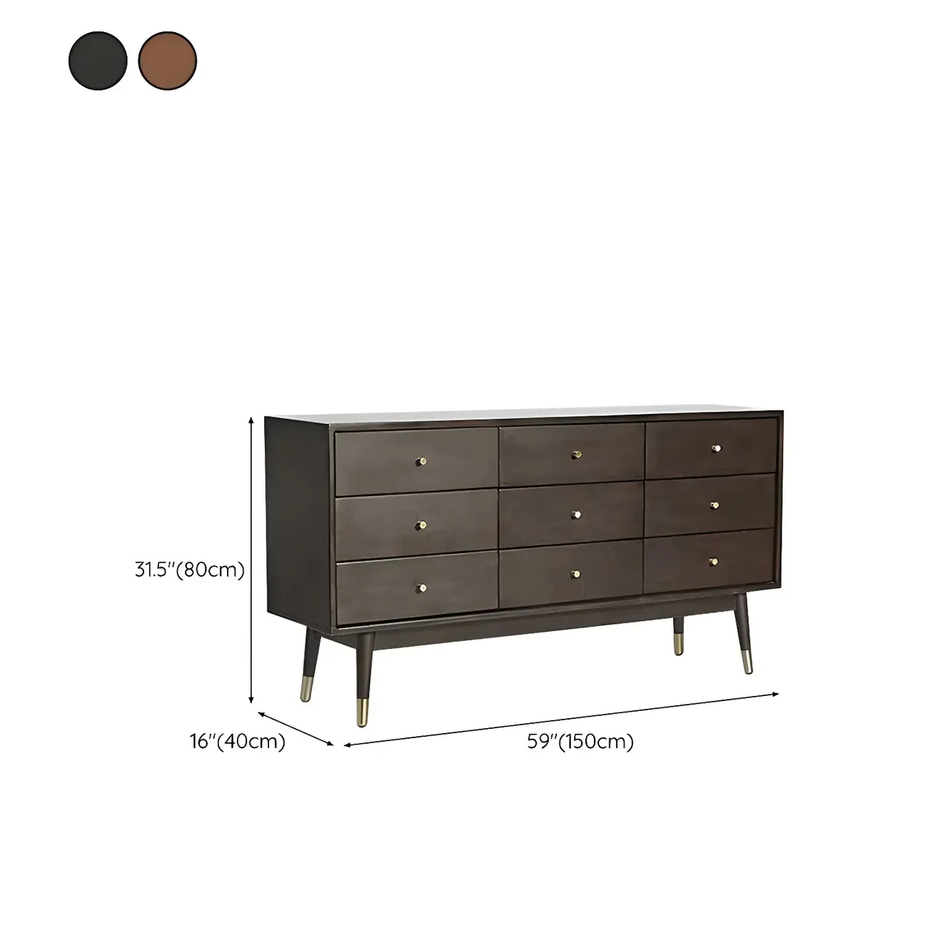 Stylish Wooden Dressers with Gold Accents and Drawers