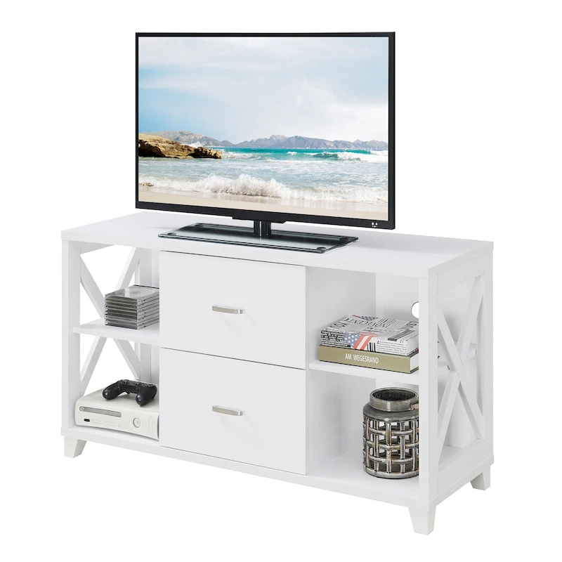 Convenience Concepts Oxford Deluxe 2 Drawer TV Stand with Shelves for TVs up to 55 Inches