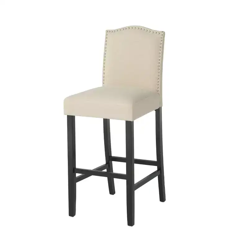 Christopher Knight Home Leona Upholstered Bar Stools with Nailhead Trim and Arched Back (Set of 2)