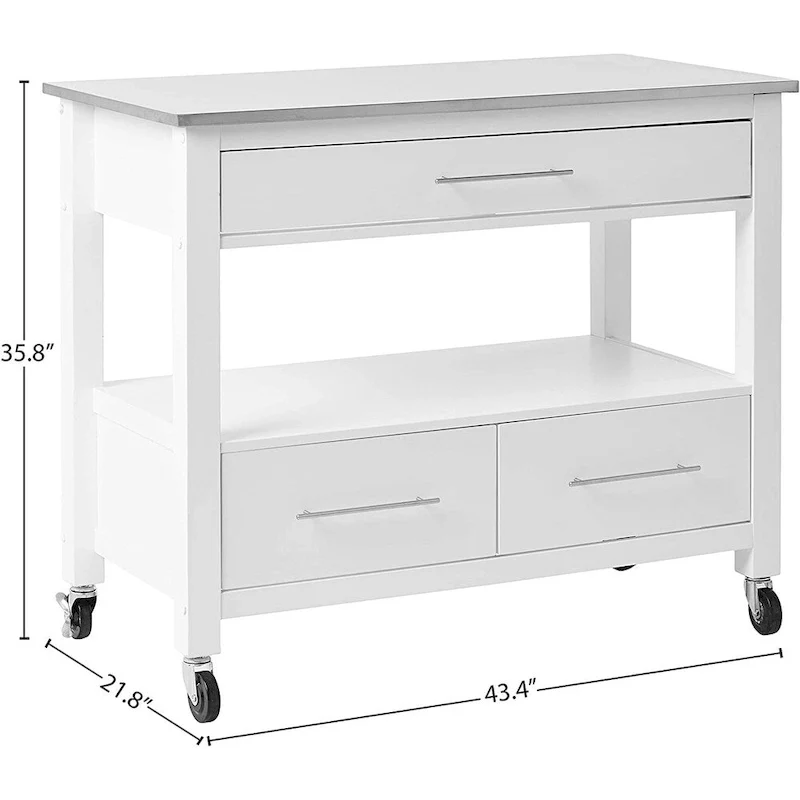 Ottawa Kitchen Cart, Stainless Steel & White