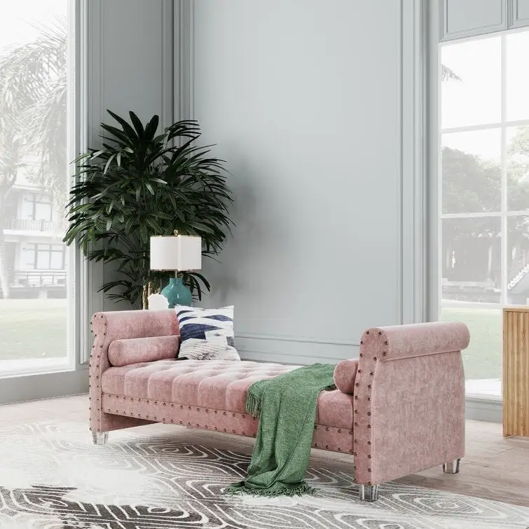 Velvet Upholstered Bench 72 - 71.0 In. W X 28.0 In. H X 29.0 In. D