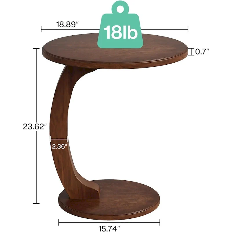 Wooden C-Shaped End Table