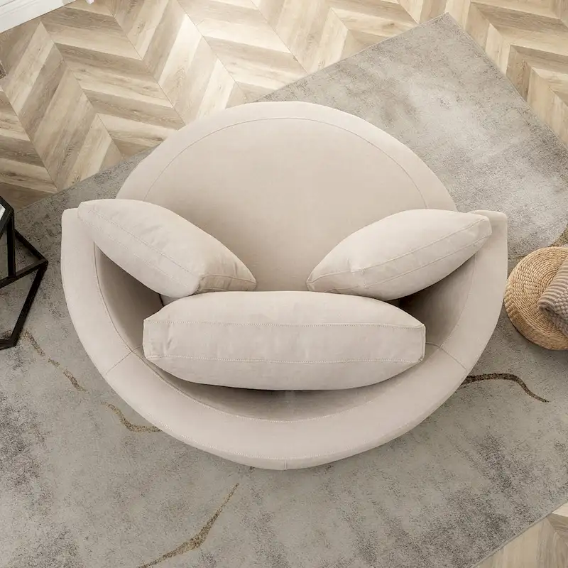 54 Wide Elegant Round Swivel Barrel Chair, Chair and a Half