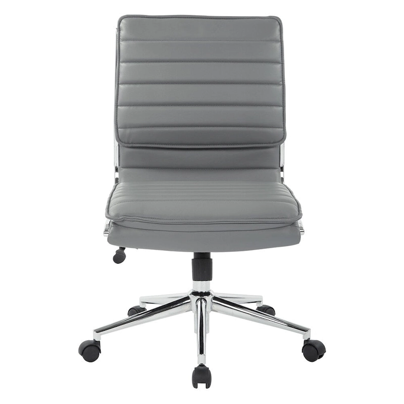 Armless Mid Back Professional Managers Faux Leather Chair with Chrome Base