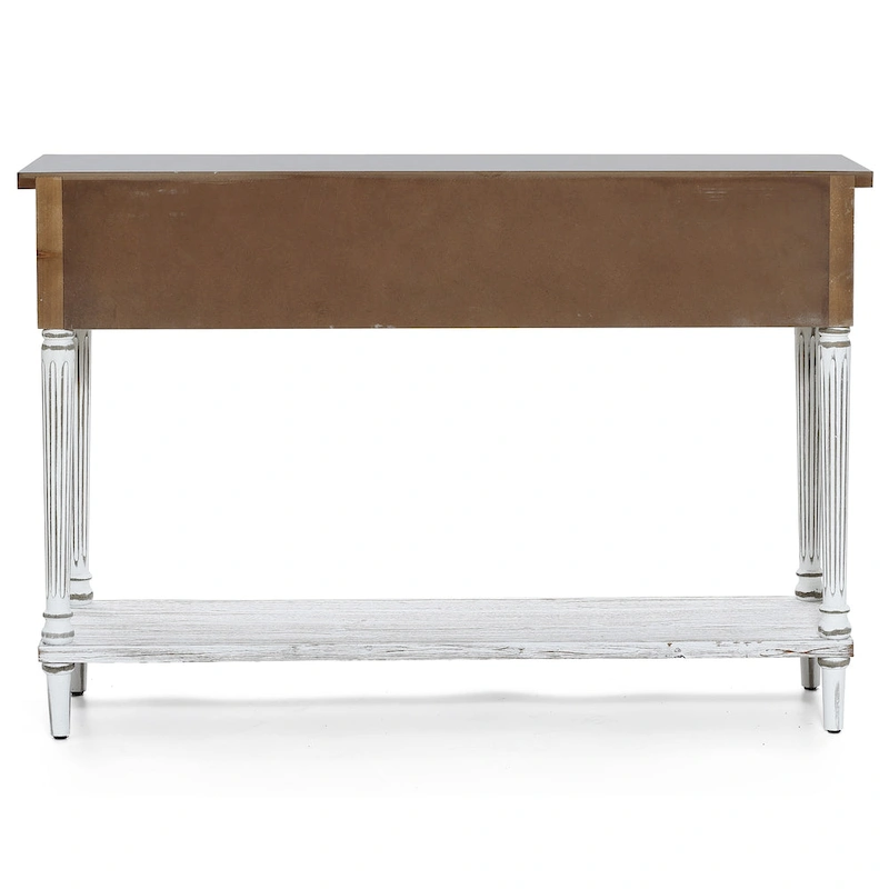 Farmhouse Distressed Wood and Metal 3-Drawer Console Table