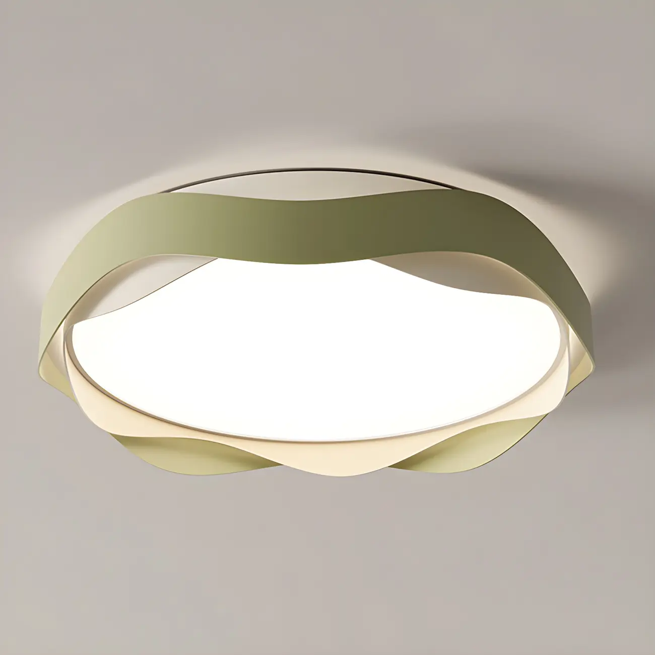 White Art Deco LED 3-Gear Dimming Flush Ceiling Light