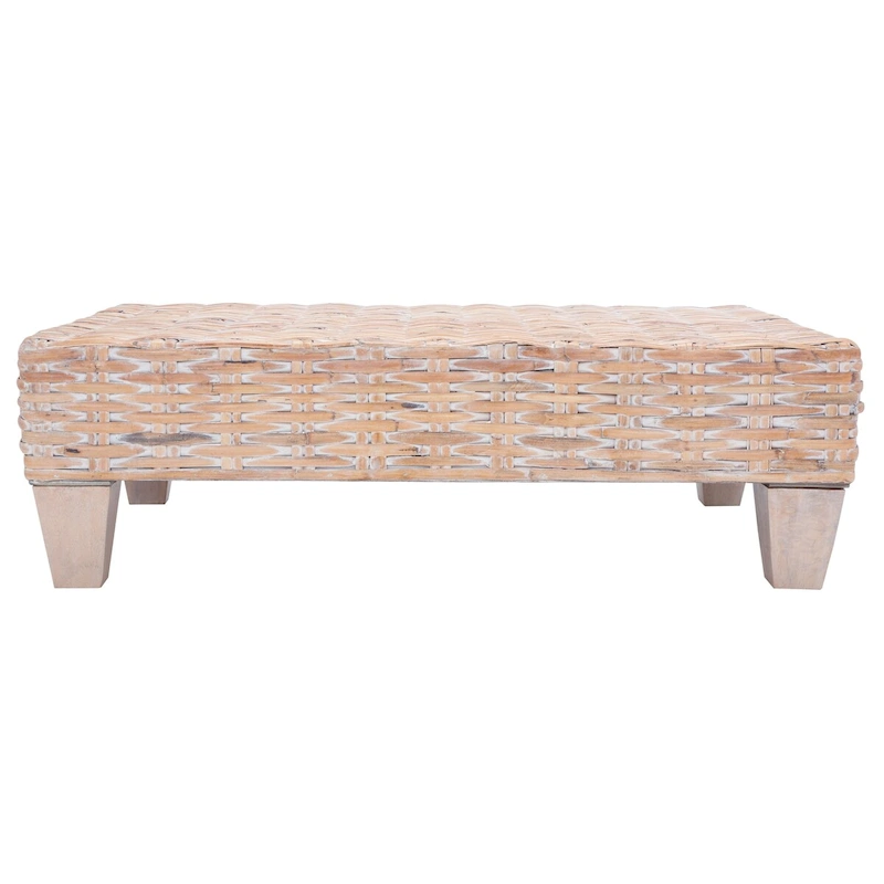 SAFAVIEH Caron Washed Natural Wicker Bench - 41 W x 28 D x 12 H - 41Wx28Dx12H