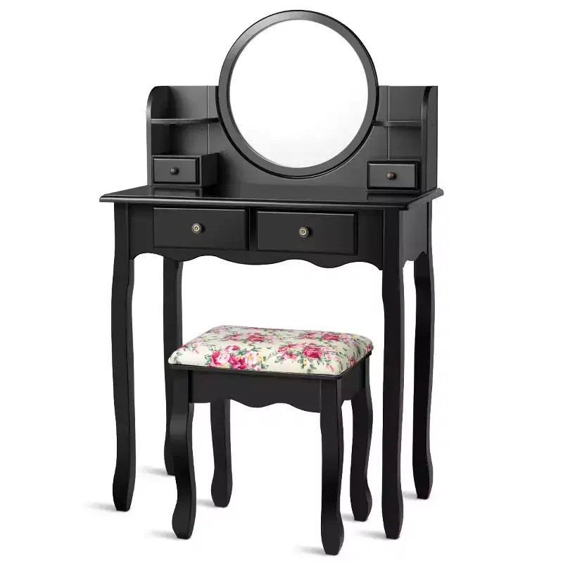 Costway Makeup Vanity Table Drawers Oval Dressing Table Kids Gift