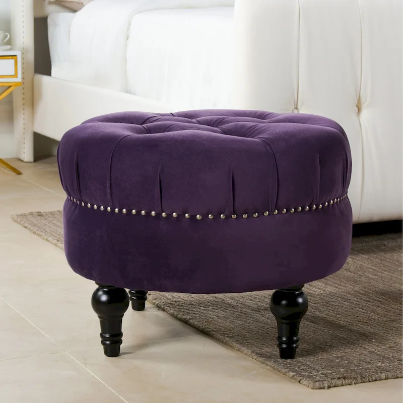 Dawn Tufted Round Ottoman by Jennifer Taylor Home