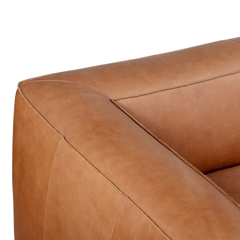 Poly & Bark Piazza 95 Sofa in Saddle Tan - Full Grain Genuine Italian Leather
