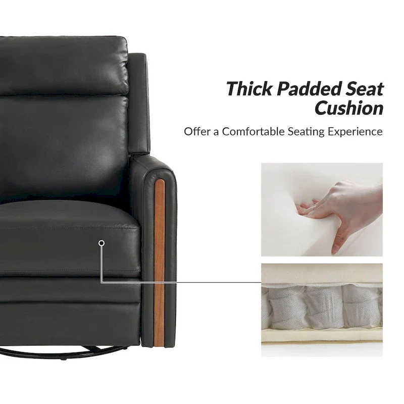 Jaime Modern Genuine Leather Rocking Swivel Power Recliner with Adjustable Headrest and Footrest by HULALA HOME
