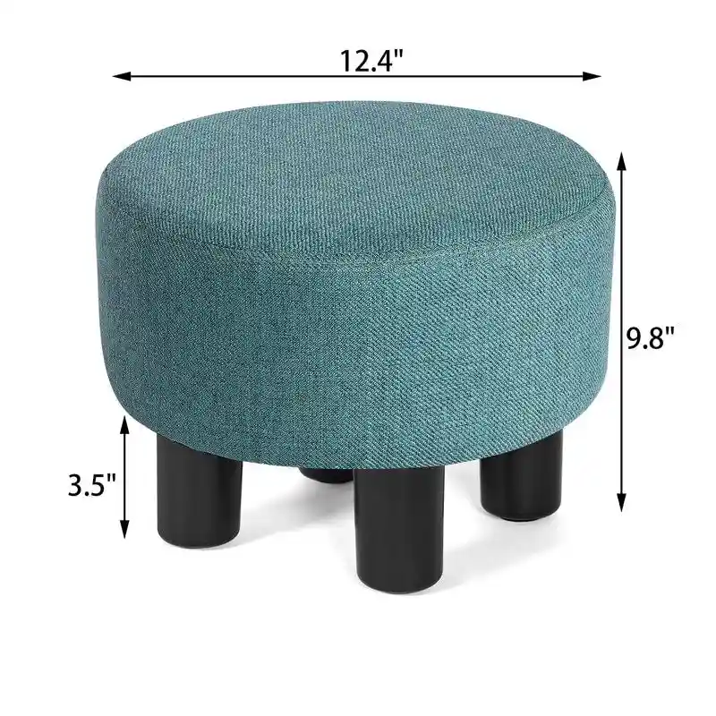 Adeco Modern Small Round Seat Fabric Ottoman Footrest Footstool Room