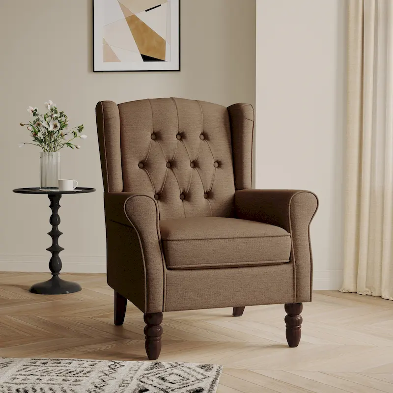 Button-Tufted Accent Chair Wingback Armchair - 38H