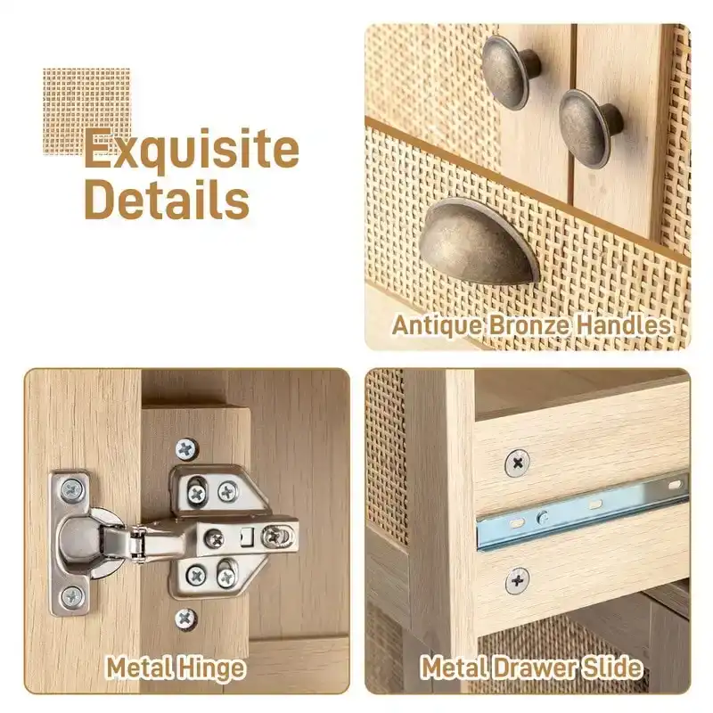 Rattan Wooden Wardrobe