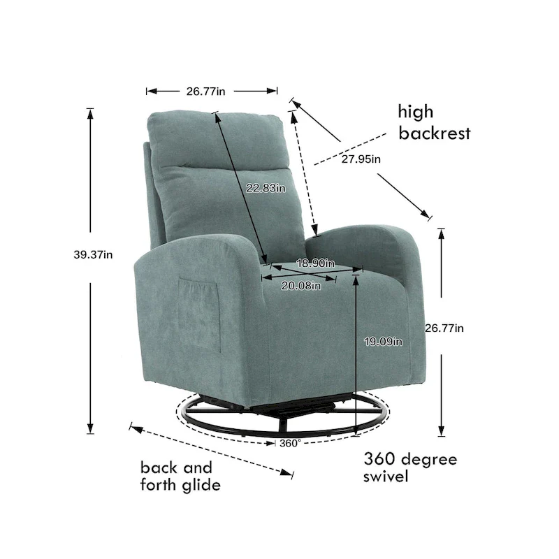 Upholstered Swivel Glider Rocking Chair