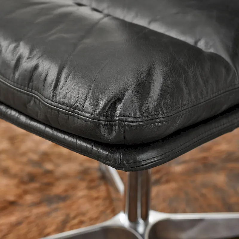 Mid-Century Modern Genuine Leather Home Office Desk Chair