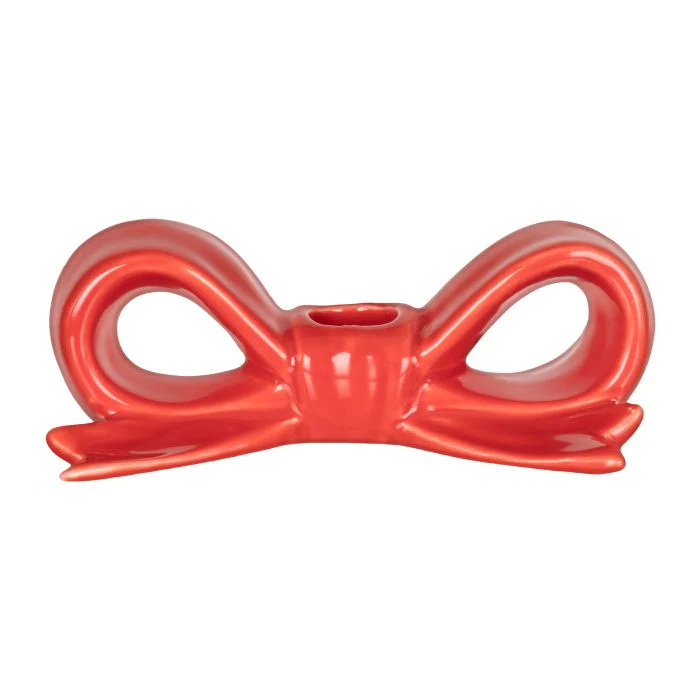 Emporium Saylor Bow Candle Holder Red 14.5x8x5.3cm