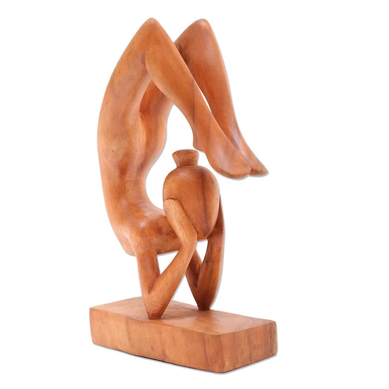 Novica Handmade Sayanasana Pose Wood Sculpture