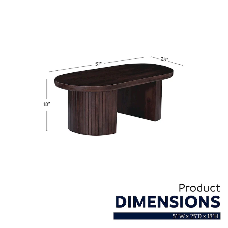 Geneva 51 in. Brown Wood Oval Coffee Table