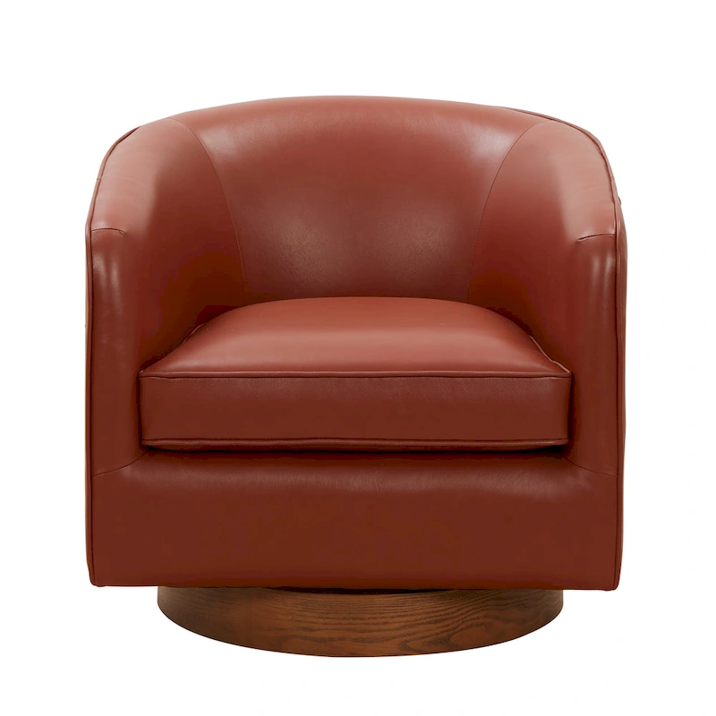 Tito Top Grain Leather Wood Base Swivel Chair by Greyson Living