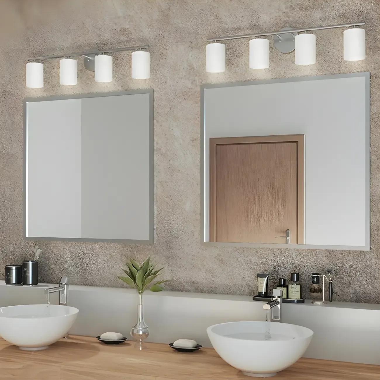 Industrial Metal Cylinder Glass Bathroom Vanity Light