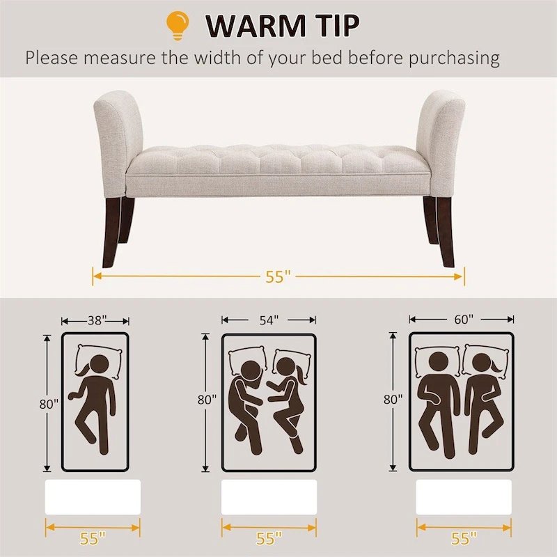 End of Bed Bench with Button Tufted Design,Upholstered Entryway Bench