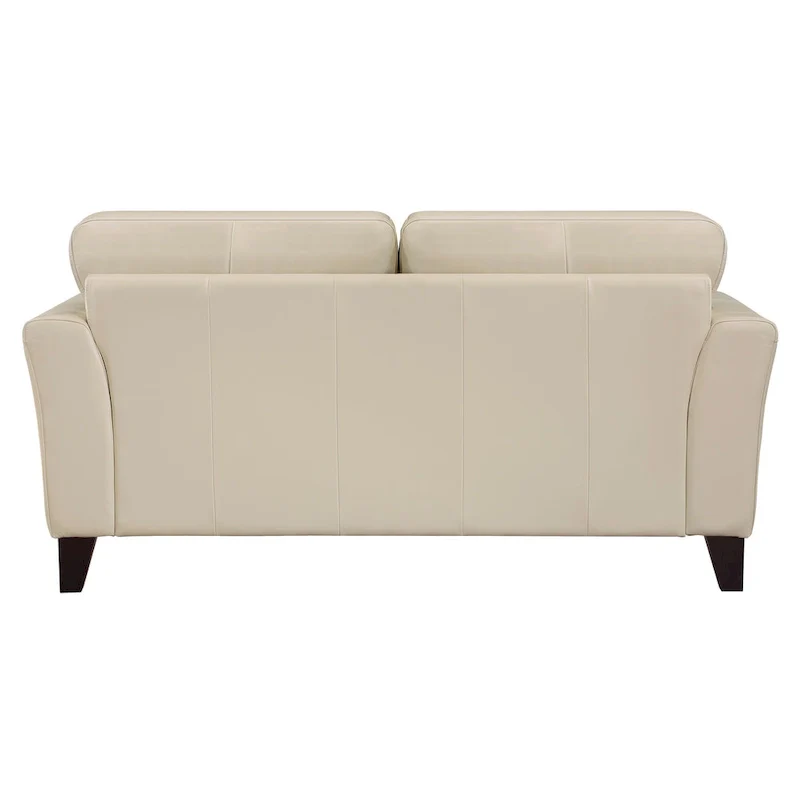 Cream Leather Loveseat with Espresso Wood Legs - 2 Seater (71