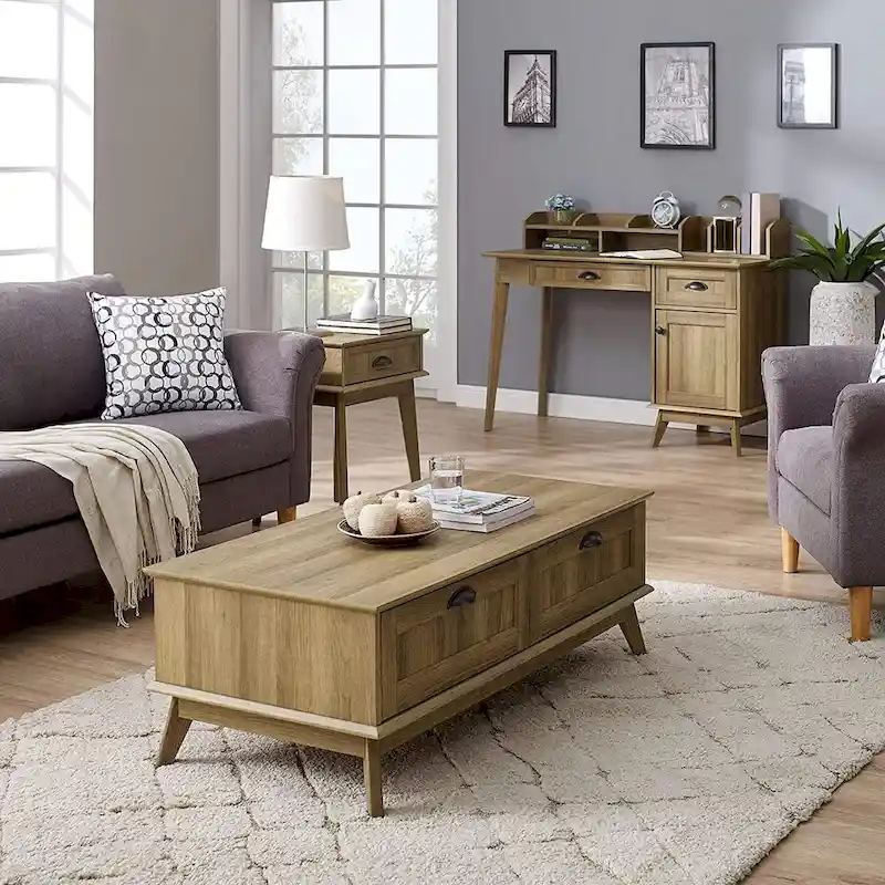 Caffoz Tall Side End Table with Fully Extended Drawer and USB Hub