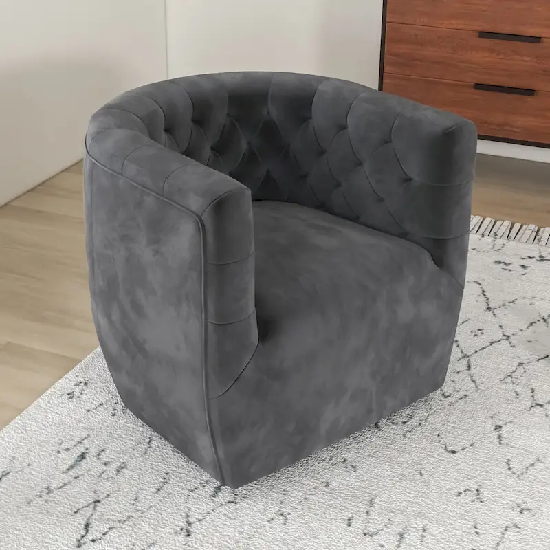 Mid-Century Modern Furniture Comfy Velvet Swivel Accent Chair