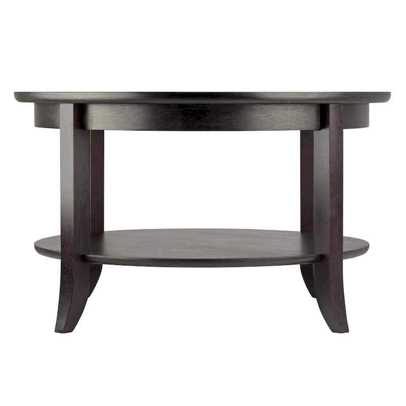 Genoa Round Glass Top Coffee Table - 30 - Dark Espresso