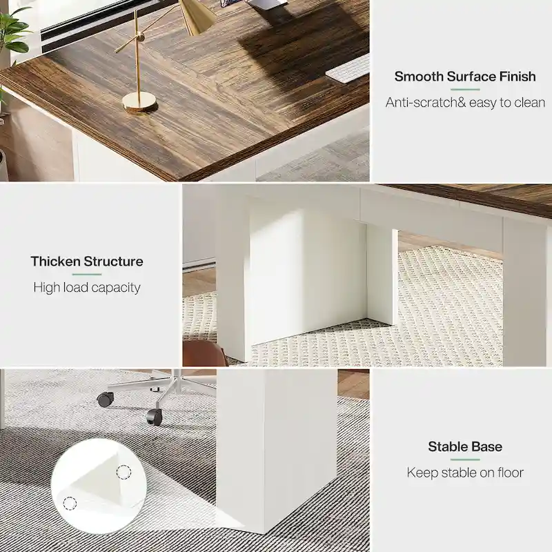 63 Large Computer Desk,Modern Executive Desk Home Office Desk Study Writing Desk