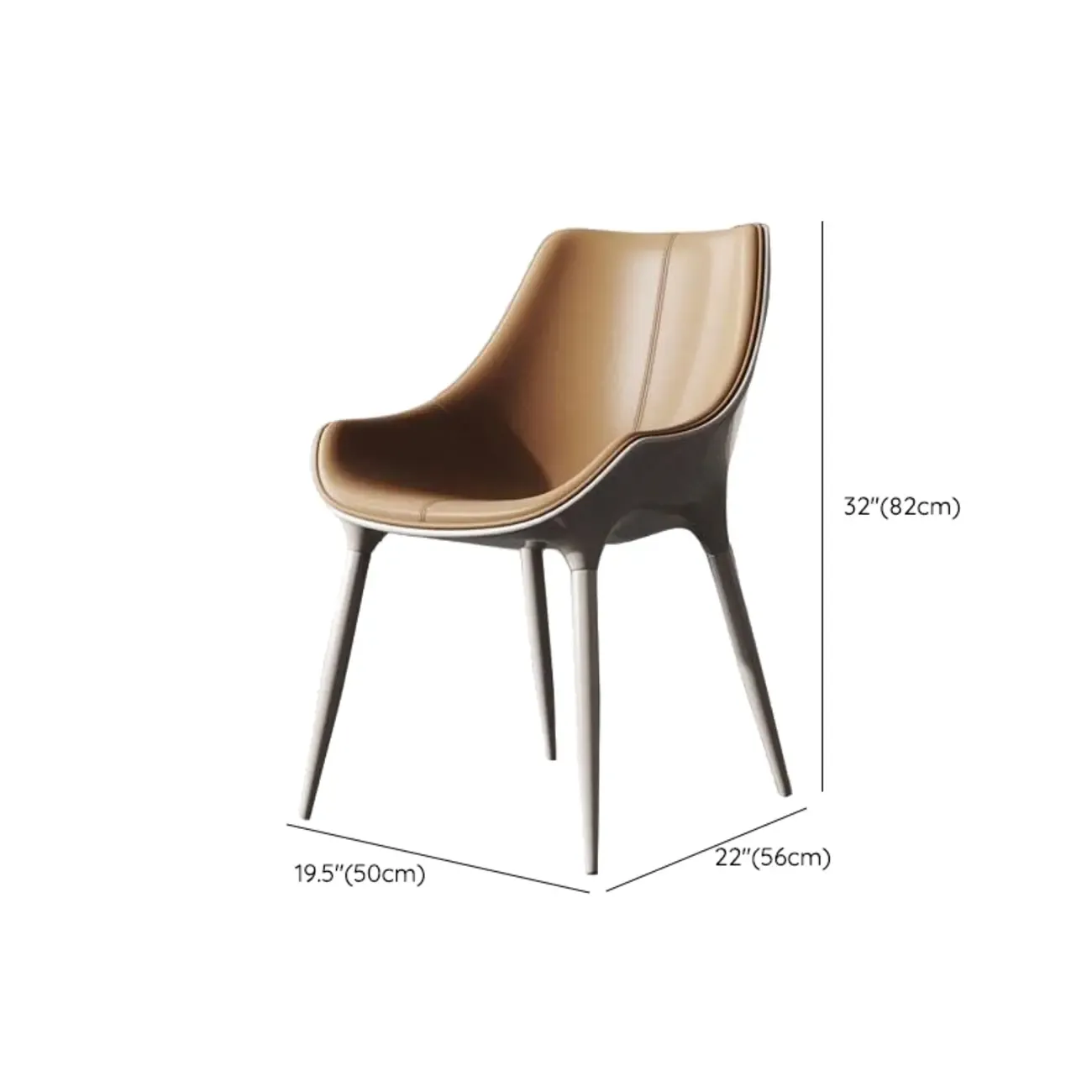 Modern Solid Back Faux Leather Upholstered Dining Chair